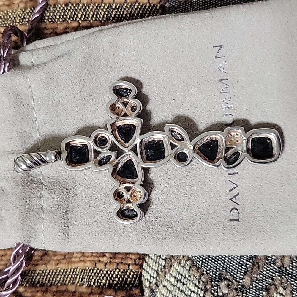 Authentic David Yurman 925  Black Onyx Cross - Picture 3 of 15